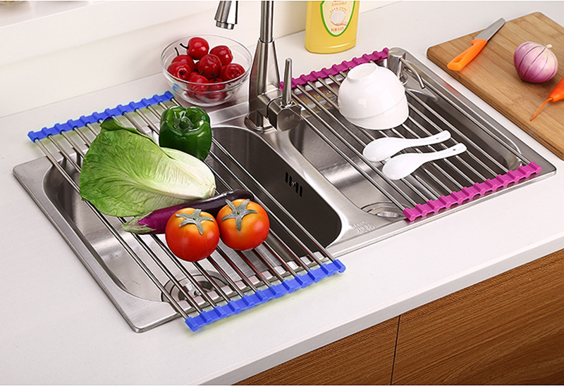 Folding Stainless Steel Sink Drain Rack