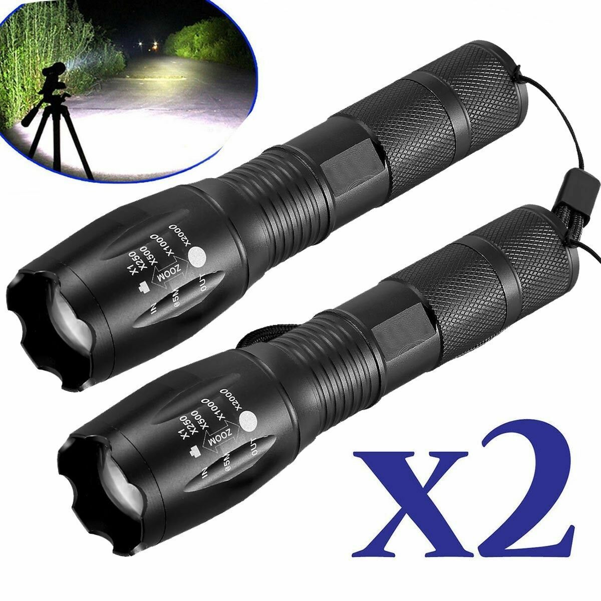LED Rechargeable Flashlight 2-Pack