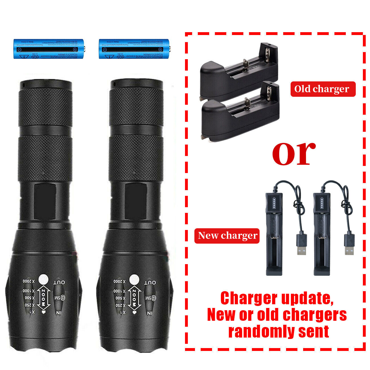 LED Rechargeable Flashlight 2-Pack